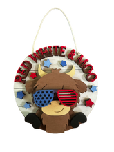 Load image into Gallery viewer, DIY Kit, Red White &amp; Moo, Highland Cow Doorhanger
