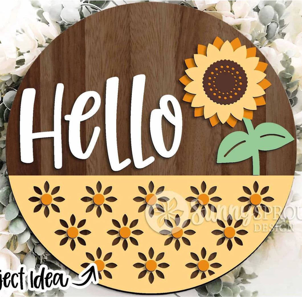 DIY Kit, Hello Door Hanger with sunflowers