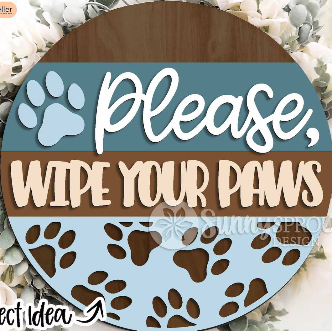 DIY Kit, Please Wipe Your Paws, Dog Door Hanger