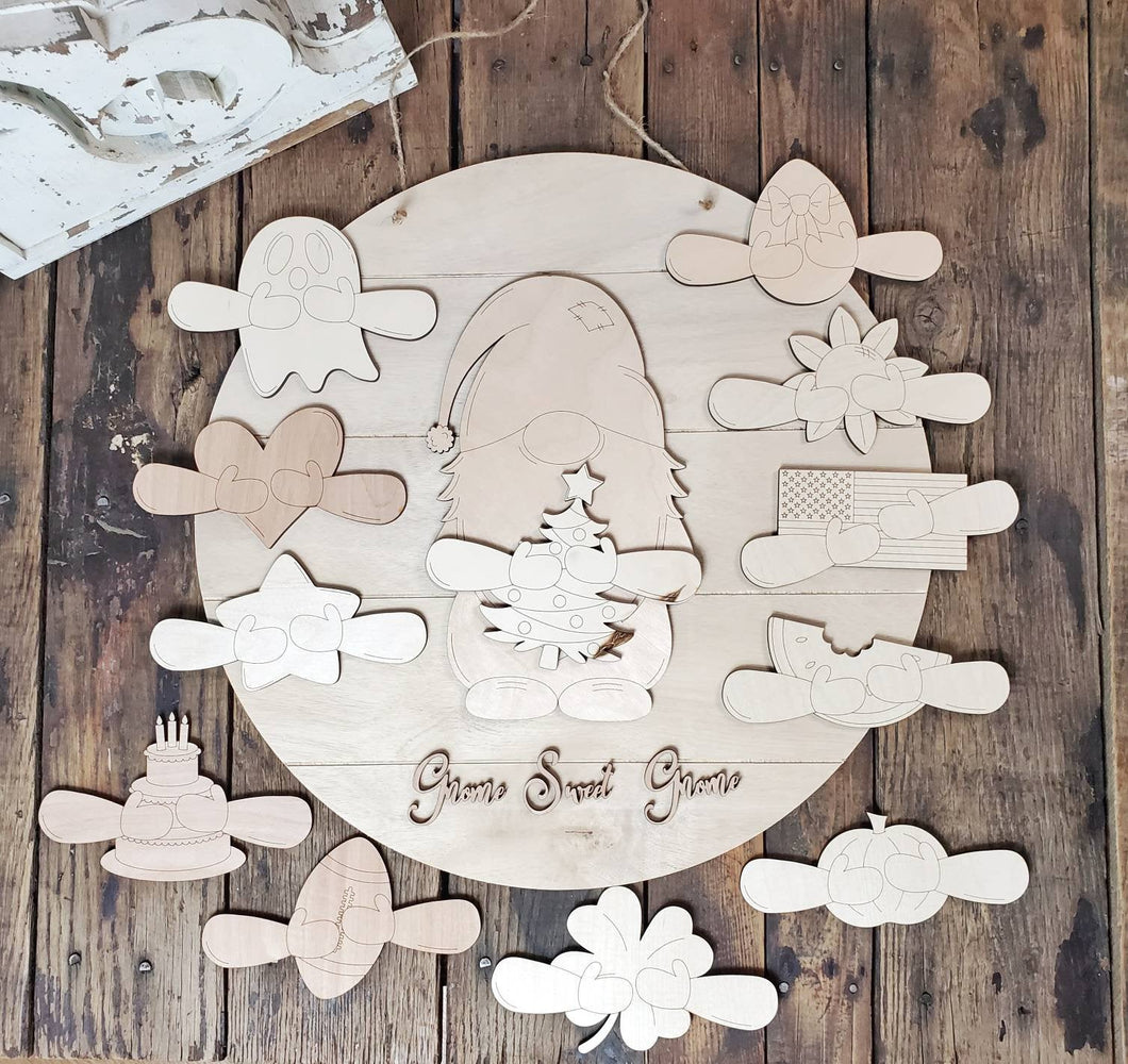 DIY Interchangeable Gnome,DIY Gnome Decor,Gnome Door Hanger,DIY Kit,Unpainted Gnome Hanger